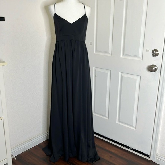 J Crew Long Drapey Spaghetti-Strap Maxi Dress Black Size 4 NWT Formal - Picture 3 of 12